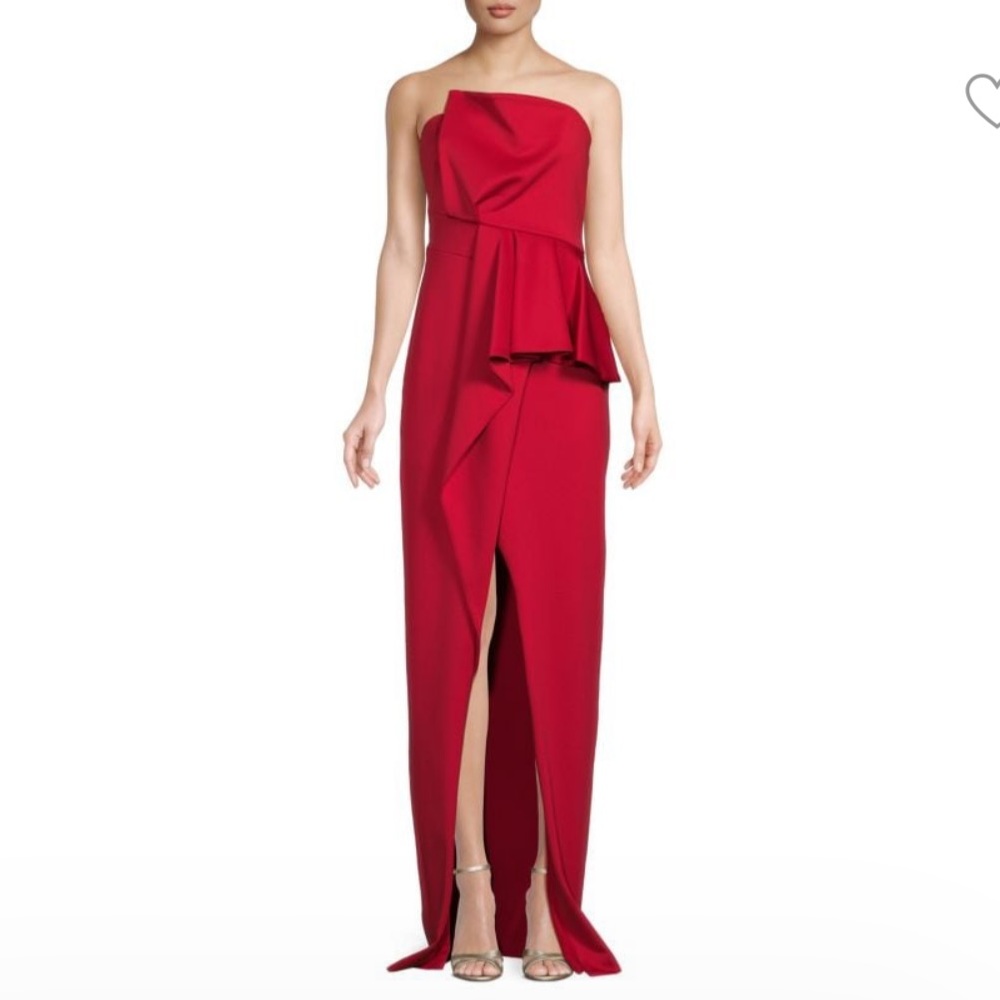 Black Halo Strapless Red Gown Dress